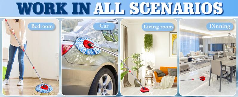 Spin Mop Head Replacement & Shower Floor Scrubber，Compatible with Ocedar RinseClean 2 Tank Mop System,Microfiber Mop Refill Heads for Cleaning All Hard-surfaced Floor