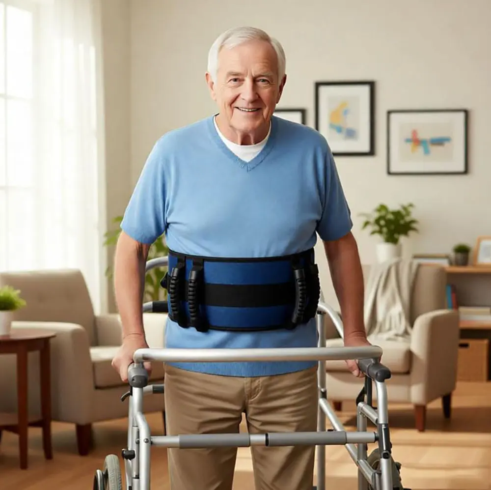 IRTME 6-Handle Nylon Body Walking Assist Belt for Seniors - 360° Grip, 2 Sizes Available, Quick-Release Buckle, Breathable Mesh, Back Support, Prop 65 Safe, Caregiver-Friendly Home Care Aid, 6 Handles, All Ages