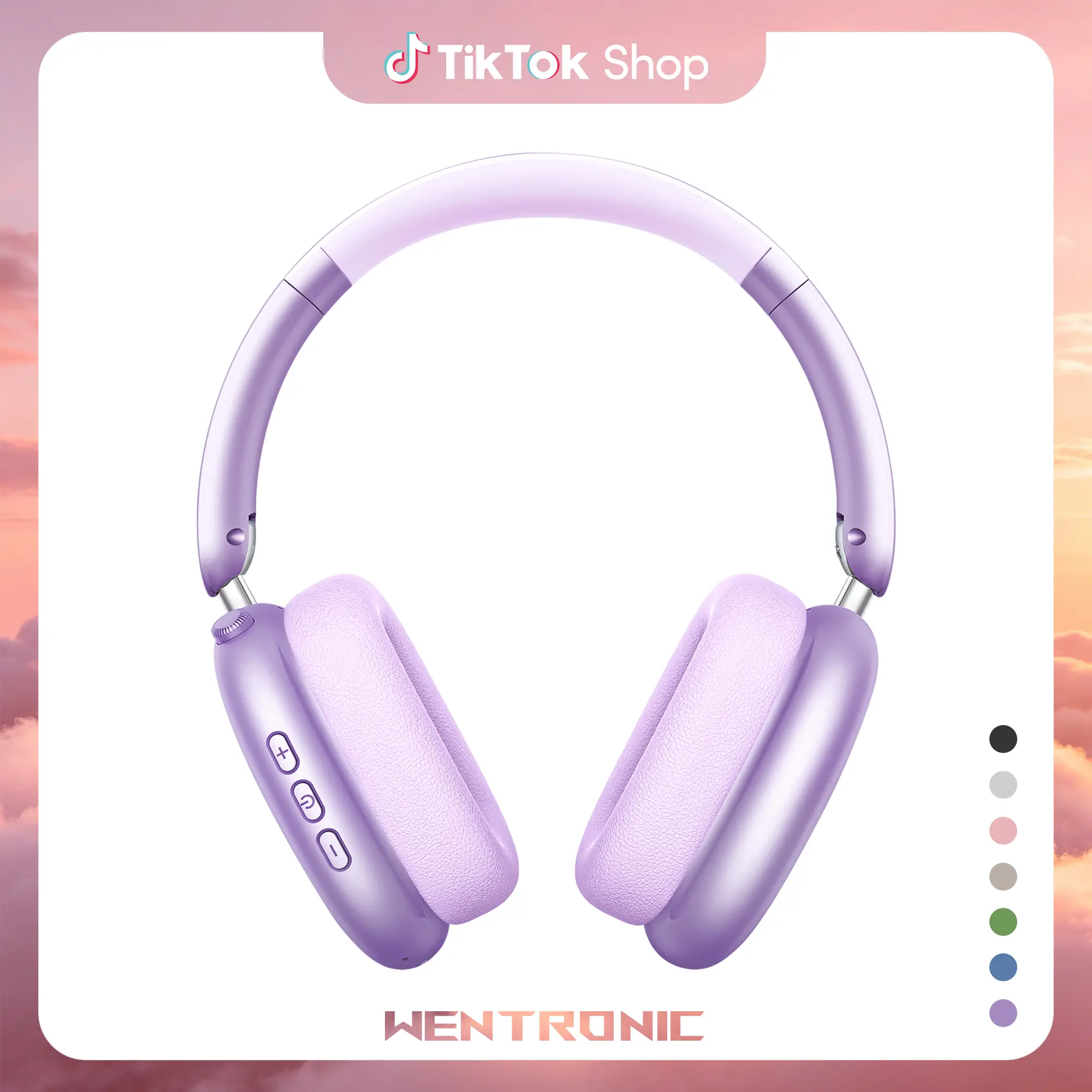 WENTRONIC Y01 Over-Ear Adjustable Folding Headphones Bluetooth - Hybrid Noise Cancellation, 48H Playtime, Hi-Res Audio, Bass Boosted Bluetooth Smart Wireless, Portable, Soft Earpads, Built-in Mic, Memory, iOS/Android/PC Compatible, Father's Day Gifts, Wir