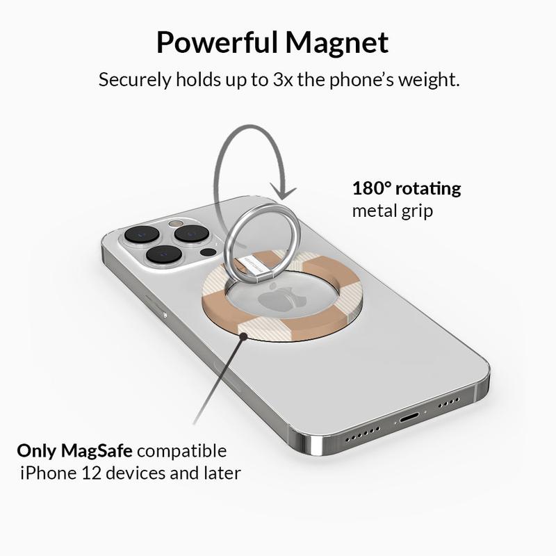 Velvet Caviar Nude Vibe Checker MagSafe Grip Ring – Magnetic Phone Grip with 1,600g Magnet, Stand, and Secure Hold for iPhone Cases