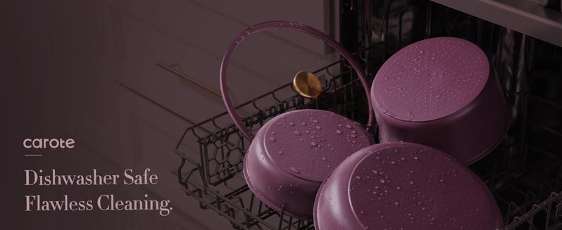 [Official] CAROTE 21pcs Nonstick Cookware Set, Pots and Pans with Removable Handle, Oven/Dishwasher/Fridge safe, Egg Pan, Purple/Burgundy/Gray