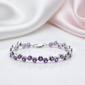 9.04 Ctw Amethyst Gemstone Bracelet