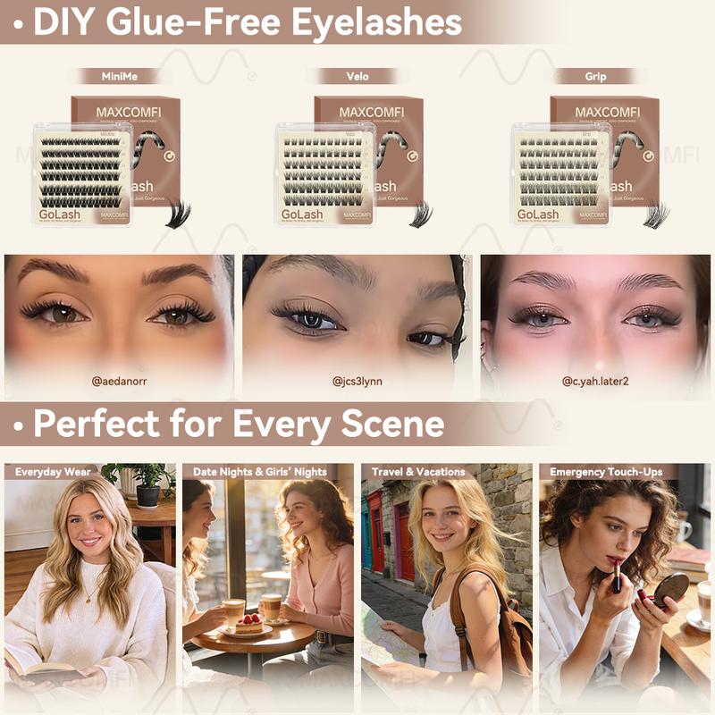 MaxComfi GoLash Glue-Free Pre-Cut DIY Lashes Mini Portable Pack Instant On-the-Go Touch-Ups Fits in Any Purse Compact for Busy Days & Weekend Getaways