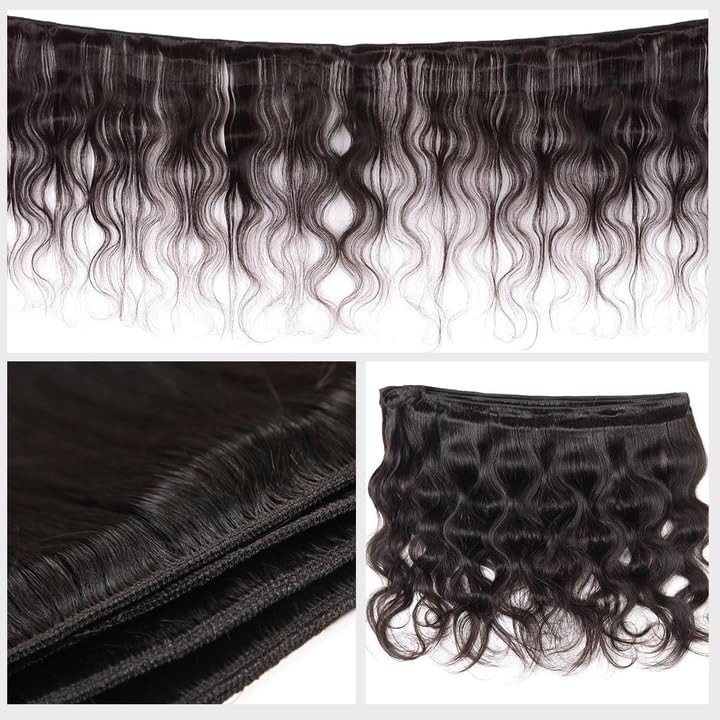 Body Wave Brazilian Virgin Hair Bundles 1 3 4 Pcs 100% Human Hair 12A Grade Remy Weave Natural Black 12-30 Inches Soft Combs Easily