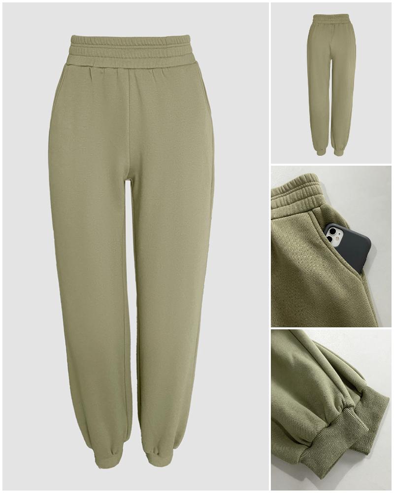 ChicMe Warm Womens 2 Piece Outfits Lounge Kangaroo Pocket Design Fleece Lined Hoodie Jogger Cuffed Sweatpants Tracksuit Sweatsuit Set/Casual Women's Sportswear Set Casual Outings Adjustable Relaxed Athleisure Wear