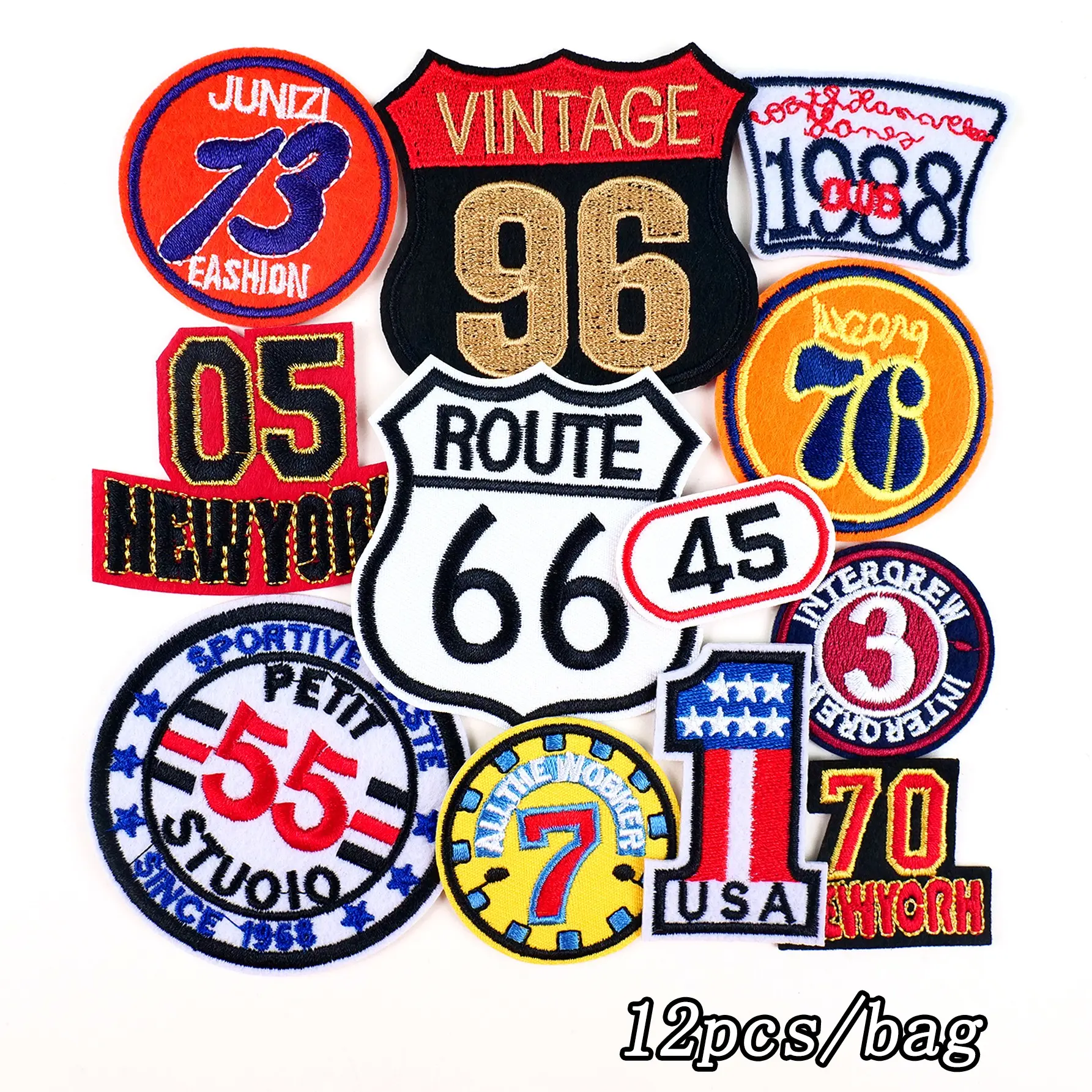 12-Piece Stylish Embroidered Patches Set with Geometric Embroidery Design, DIY Decorative Patches for Clothes Shoes Hats Bags, Iron-On or Sew-In Options, Ideal for Crafting Projects