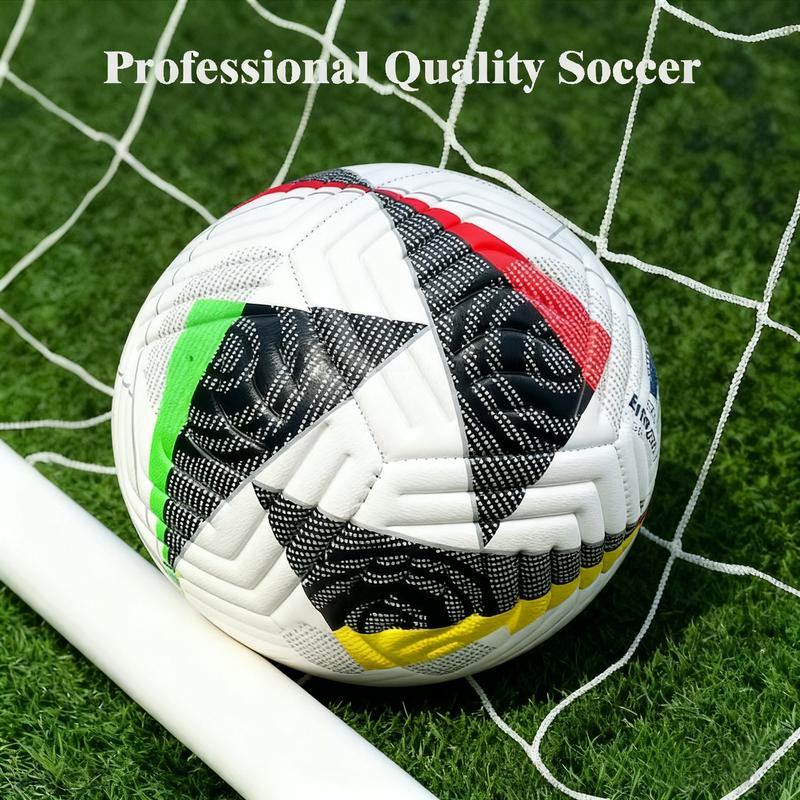 Size 5 Soccer Ball Football Durable PU Leather Set Machine Stitched for Training & Entertainment Perfect Gift for Boys Men