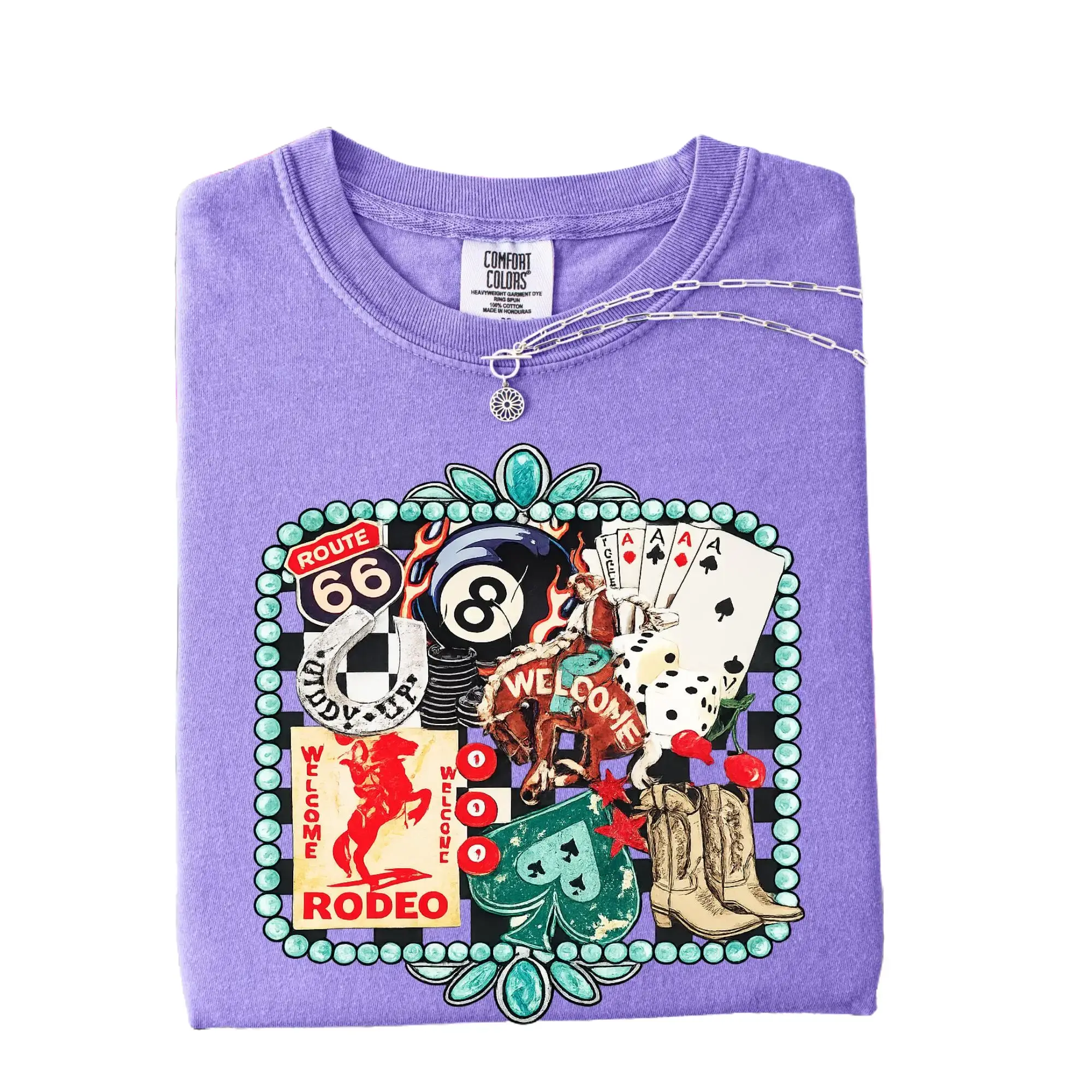 Rodeo 8 Ball Turquoise Graphic Tee Casual Style