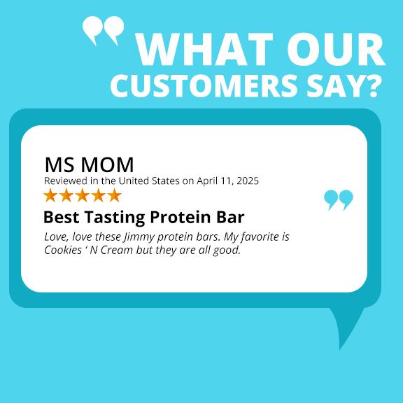 JiMMYBAR! Cookies 'n Cream Protein Bar - 19g Protein, 7g Sugar, Plant-Based Caffeine, Gluten-Free, 12 Count Box, High-Protein Peanut Chocolate Snack