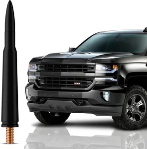 Bullet Antenna Mast Universal Bullet Antenna Chevy Silverado 1999-2022, Black Sliver Automotive Antenna Replacement for Cars, Trucks & SUV - AM FM Radio Compatible - Car & Truck Exterior Accessories for Men & Women