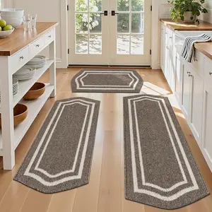 LOKHOM Farmhouse Kitchen Rugs Set of 3 Non Slip Washable Modern Kitchen Mats 20"x32" 20"x48" 20"x59" for Kitchen Laundry Hallways Anti-break Exquisite Edge Process Water Absorbent Vintage Accent