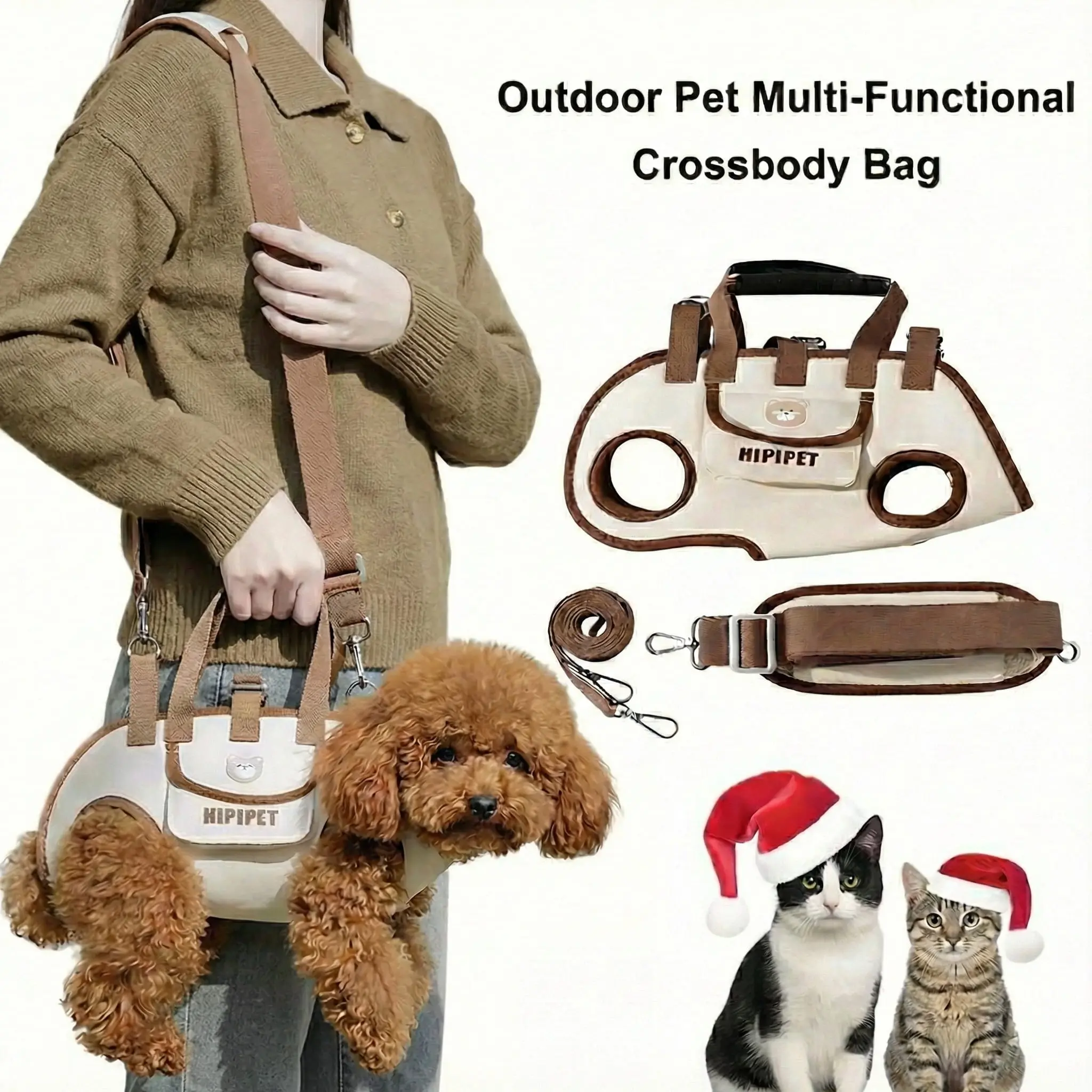 Cartoon Cute Pet Travel Bag, Portable Shoulder Crossbody Handbag, Multi-Functional Outdoor Pet Transport Bag, Dog Harness Style, Cat Carrier PetCarrierBag DogSlingCarrier PetShoulderBag SmallDogCarrier PetTravelGear CatCarrier, Outdoor Animal Carrier