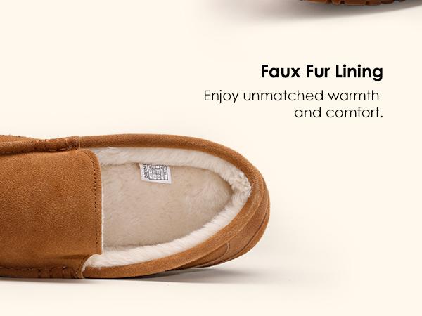 DREAM PAIRS Men's House Slippers Moccasin Indoor Outdoor Fuzzy Loafers Suede Leather Warm Comfortable Shoes