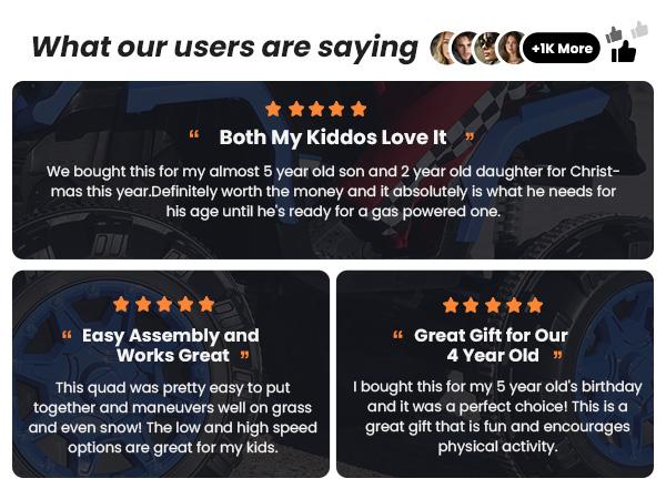 Hikiddo Kids ATV 4-Wheeler, Ride on Toys for Big Kids with 2 Seater Bluetooth Light