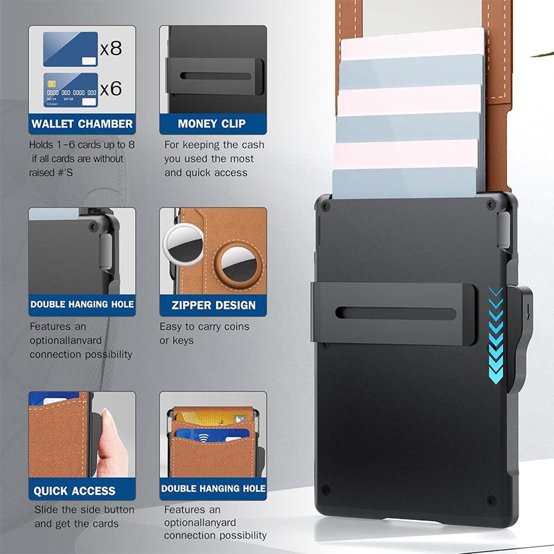 Slim Wallet Credit Card Holder with Money Clip - Premium PU Material, RFID Protection, Compact Design, Holds 12 Cards, Ideal Gift for Men & Women