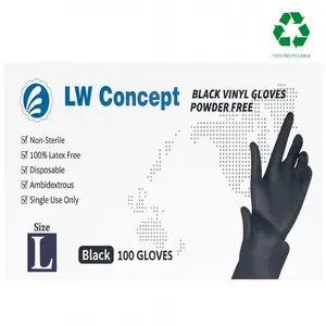 Synmax Vinyl Black  Disposable Gloves  Powder-Free Latex-Free Clean and Waterproof Wear Resistant Cleaning Box Hand Nitrile Material