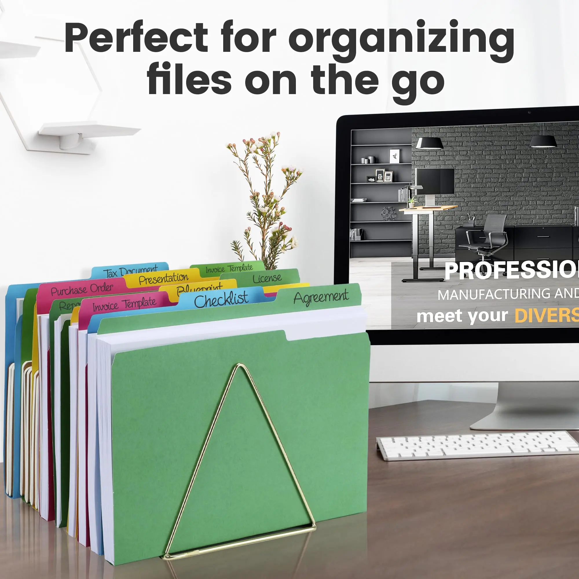 Colored File Folders 16 Packs, Letter Size, 1/3 Cut Tab. Chromatic Manila Folders 8.5 x 11 for Documents, File Folders with Foldable Lines for Easy Storage, Carpetas para Documentos for Office, School