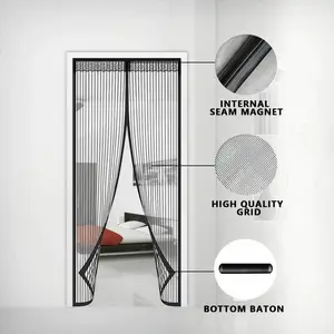 Homitt Magnetic Screen Door 82"x39"/82"x35" Hands Free Windproof, Full Frame Hook&Loop Durable Polyester Mesh Screen with Magnets & Gravity Sticks, Pet Kid Friendly Easy Install