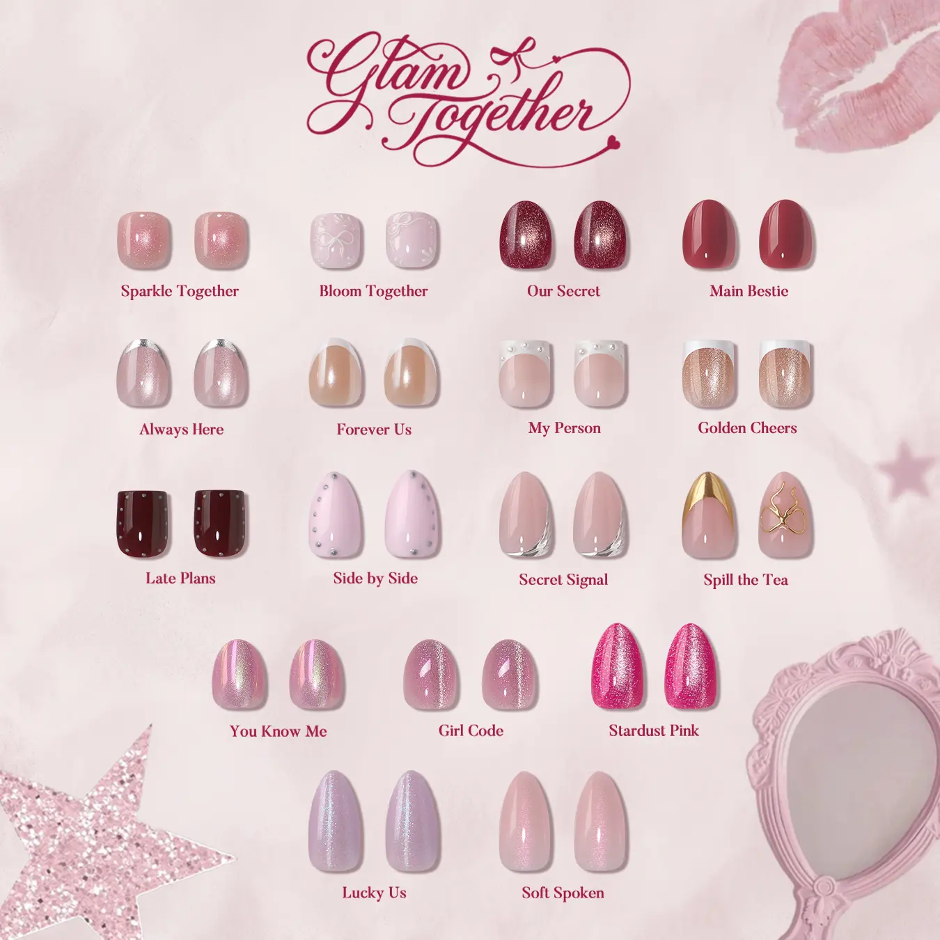 BTArtbox Extra Short Oval Press On Nails - Glam Together, Easy-to-Apply Almond Squoval Gradient Press On Nails with Glue and Adhesive Tabs in 16 Sizes - 32 Nails All-in-One Kit, Summer Clean Girl Cateye Nails