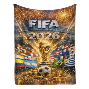 FIFA 2026 World Cup Throw Blanket, Soft Plush Soccer Trophy Fleece Blanket for Sofa Bed, Premium Football Fan Gift, Home Decor & Souvenir 50"x60"