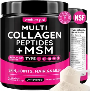 Venture Pal Multi Collagen Powder Type I, II, III, V, X – Hydrolyzed Collagen Peptides MSM, GC, Hyaluronic Acid Vitamin C | Collagen Supplement for Women | Joint, Hair, Skin & Nail Support | Non-GMO