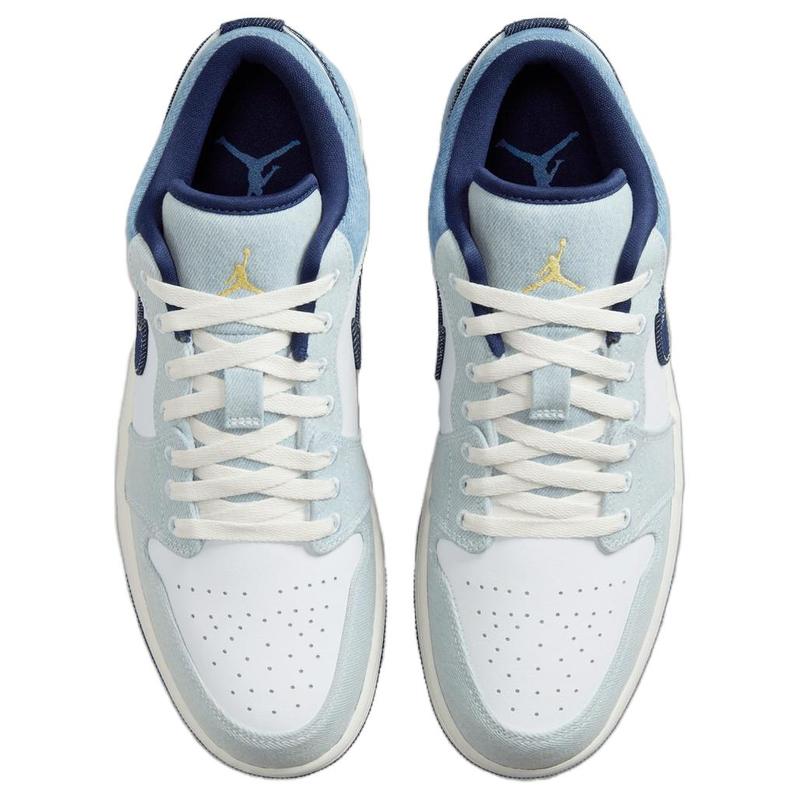 Jordan Air Jordan 1 Low SE IH0648-141 Men's White/Blue Retro Basketball Shoes Comfortable Non-slip Durable Low-top Style Authentic Certified
