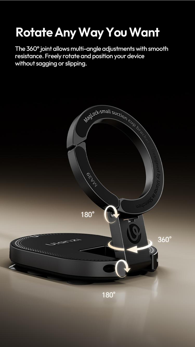 Ulanzi MA39 MagLock Magnetic Phone Mount, Desktop Stand with Suction Bottom for iPhone 17-16-15-14, Wall & Glass Use, Mobile Cellphone Smartphone Accessories, Metal Ring,back to school,back to school haul