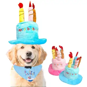 [Happy Birthday] Adjustable Pet Birthday Hat, Cute Design Birthday Hat for Pets, Pet Plush Toy