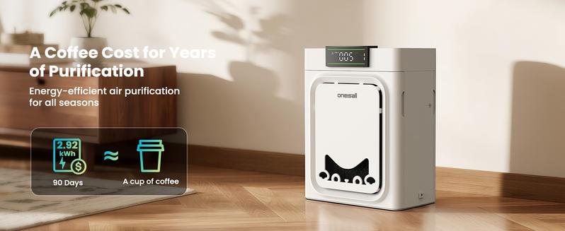 Oneisall Air Purifiers for Home Pets 3-in-1 Washable HEPA Filter Covers up to 2200 Ft² Dual-Sided Filter with 220g Activated Carbon Pet-Friendly Design Allergen Relief Odor Removal