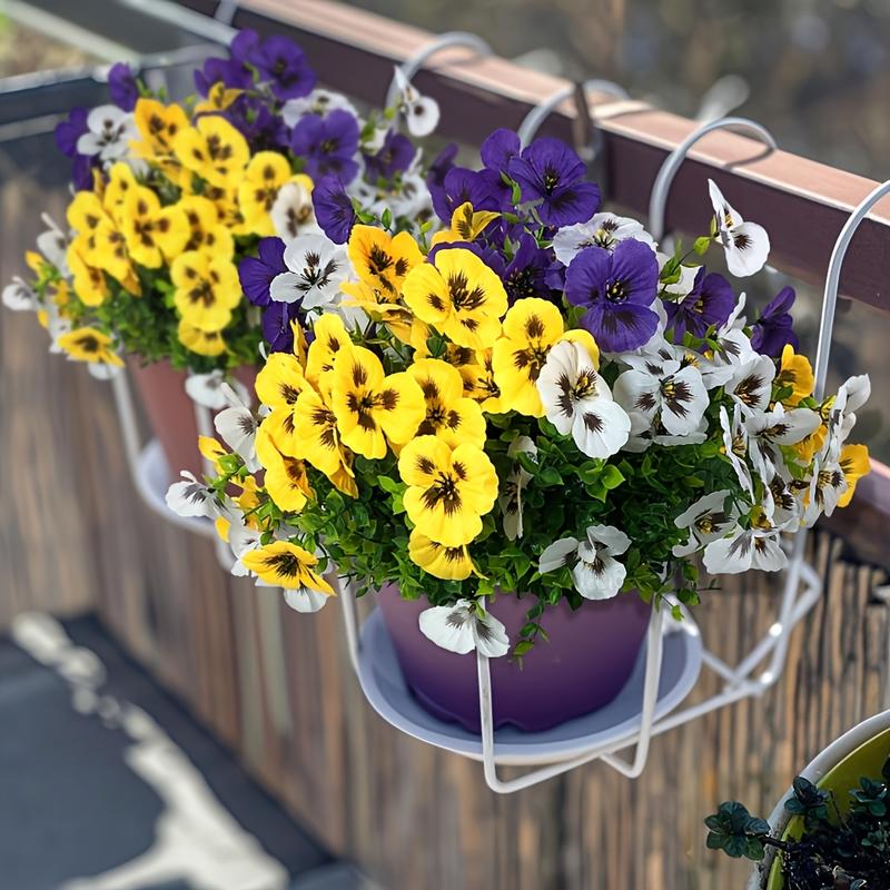 18 Bundles Of 12.56-inch Artificial Tricolor Violet Flowers, Suitable For Outdoor Use, Imitating UV Resistant Tricolor Violet Flowers, Suitable For Outdoor Flower Pots, Front Doors, Porches, Courtyards, Terraces, Windowsills, And Home Decoration