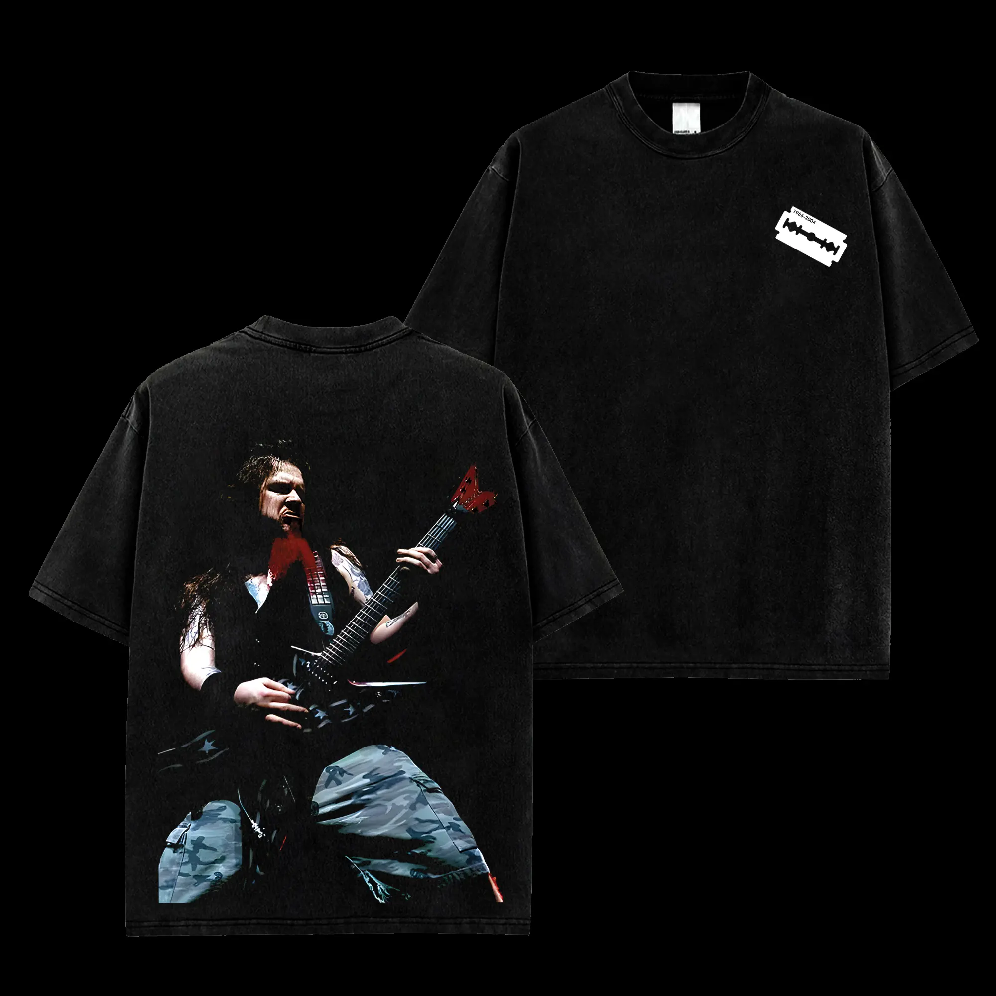 [MetalStyle] Pantera Dimebag Darrell Guitar V5 Retro Unisex 100% Heavyweight Cotton T-Shirt – 90s Records Rock Cotton Tee, Groove Metal Rock Band Shirt, Oversized Vintage Tee, Heavy Metal Merch, Gift for Rock Fans
