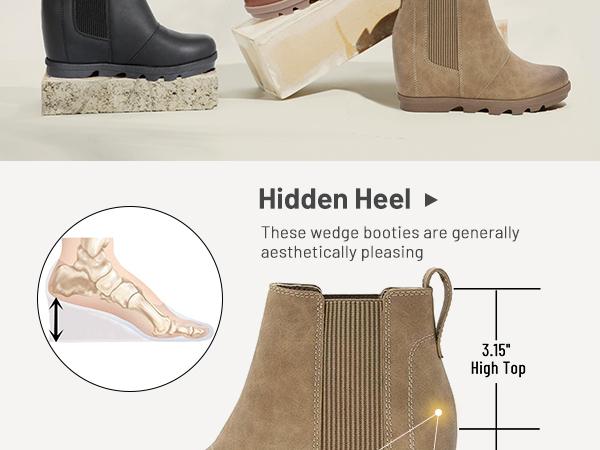 Athlefit Women's Wedge Ankle Boots Comfort Slip-On Waterproof Leather Platform Booties boots  women winter boots Casual Shoes Footwear Springtok Style