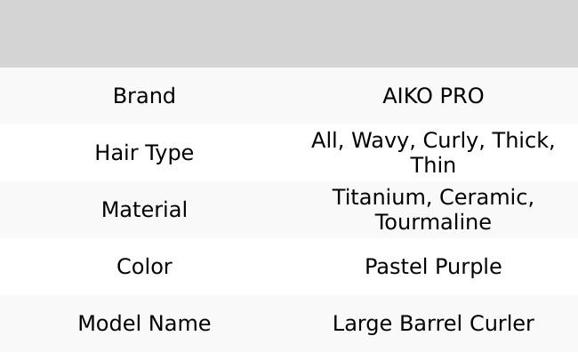 Aiko Professional Tourmaline 1 1/2 Inch Ceramic Curling Iron with Natural Curls, 1.5 Inch Extra Large Barrel Curling Wand for Soft Waves with Negative Ions Dual Voltage, Pastel Purple