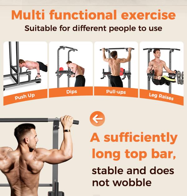 Relife Sports Power Tower Pull Up Bar Dip Station for Home Gym Adjustable Height Strength Training Workout Equipment dealsforyoudays Exercise Machine