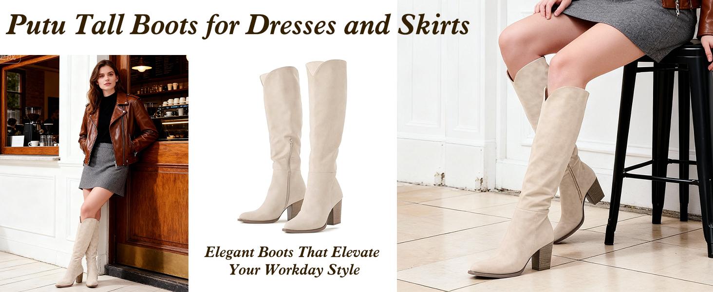 Women's Knee High Boots High Heel Western Boots Pointed Toe Tall Boots Women's Knee High Boots High Heel Western Boots Pointed Toe Tall Boots