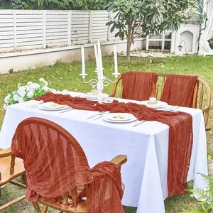 6/10 pc cheesecloth table runnerThis gauze country-style table runner is suitable for baby showers, wedding favors, vintage long table runners, and birthday party decorations.