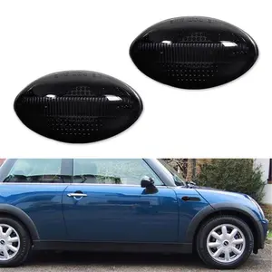 2PCS Smoke Lens Front Side Marker Lights Housings For Mini Cooper R50 R52 R53 2002 2003 2004 2005 2006 2007 2008 Replace OEM 72606919711, 63137166013, 63137166014