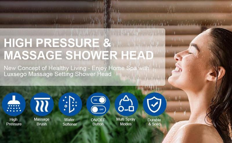 High Pressure 5-in-1 Shower Head Set with Filter & Silicone Scrubber - 3 Spray Modes, Pause Button, Chlorine Removal for Hard Water & Skin Care, Water Saving & Easy Install