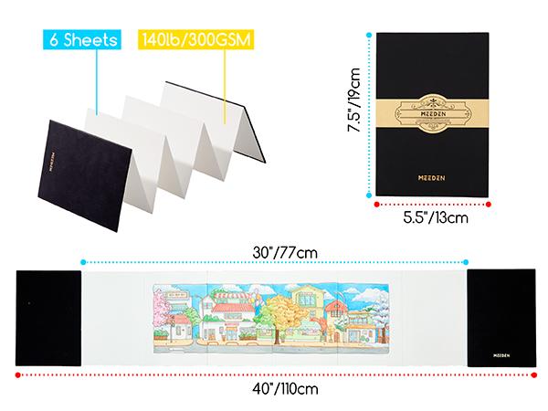 MEEDEN Portable Watercolor Accordion Sketchbook - 300gsm Cotton Acid-Free Hardback Concertina Sketchbook - Cold Press Texture Water Color Book for Wet/Dry Techniques, Travel & Outdoor Sketching MEEDEN Portable Watercolor Accordion Sketchbook - 300gsm Cotton Acid-Free Hardback Concertina Sketchbook - Cold Press Texture Water Color Book for Wet/Dry Techniques, Travel & Outdoor Sketching