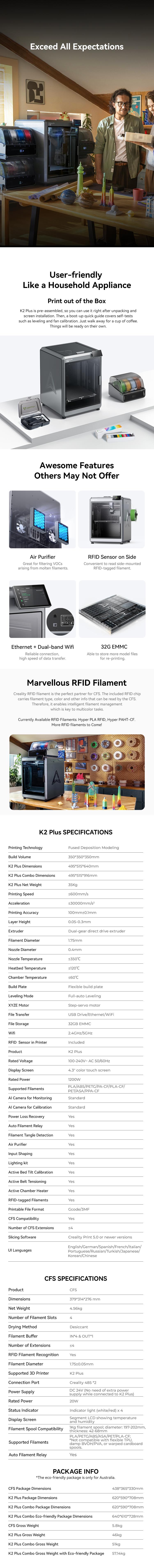 Creality K2 Plus Combo 3D Printer - Large Volume, Multi-Color Creality K2 Plus Combo 3D Printer - Large Volume, Multi-Color