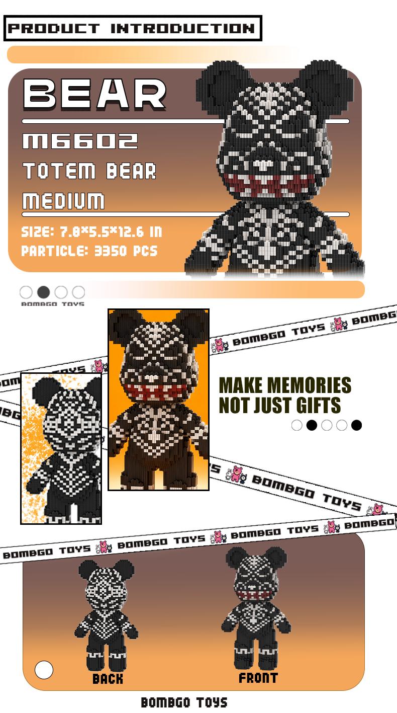 【BOMBGO】Bear Building Block,Size-Medium,3000 pcs,Bear Toys,Birthday Gift,Christmas Gift,Educational Building Blocks,Trend Decoration,Cool Gifts,Brick,Family Bonding BlackFriday Christmas