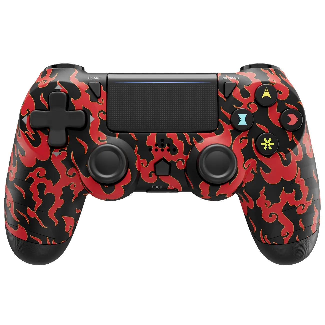 Bluetooth Wireless Gaming Controller Console Accessory with 800mAh Batteries, Multi-Platform Compatibility for PS4/Pro/Slim, PC, Android, iOS, Dual Vibration, Motion Control, Built-in Speaker, 3.5mm Headphone Jack, Red Totem, Enhances Gaming Immersion, Fl