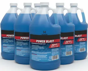HOANK (6 Pack Power Blast Windshield Washer Fluid, -20°F Protection, Blue, 1 Gallon Jug, Ready to Use