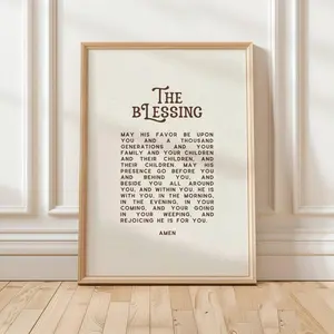 The Blessing Printable Elevation Worship Lyrics Wall Art Numbers 6:24-26 Scripture Poster Bible Verse Print Unframed