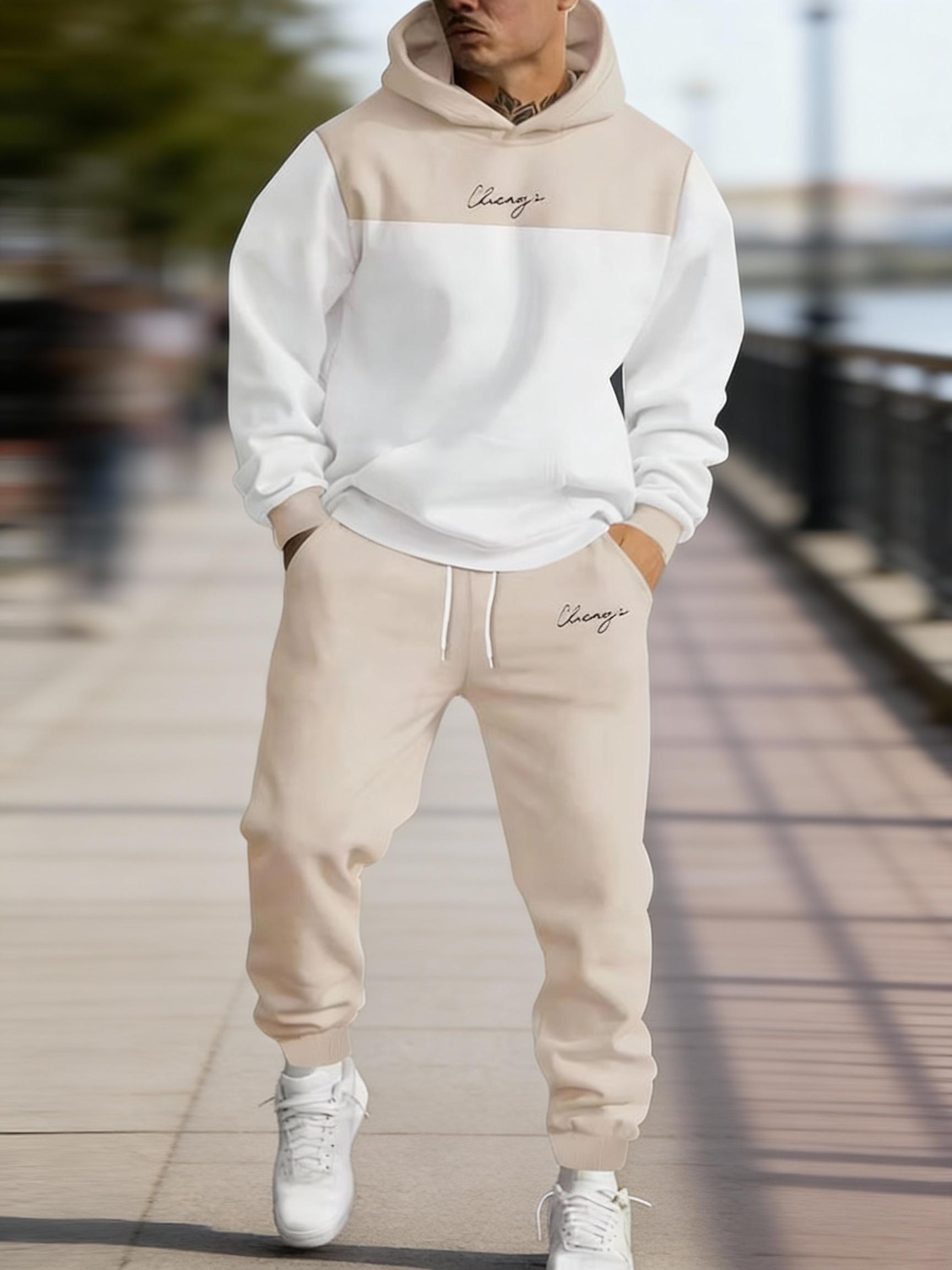 Men's 2025 Hooded Letter Set Hoodie & Casual Pants Business Fashion Versatile Simple Two-Piece Youthful Stylish Outfit