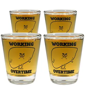 "Working Overtime" Shot Glass Set of 4