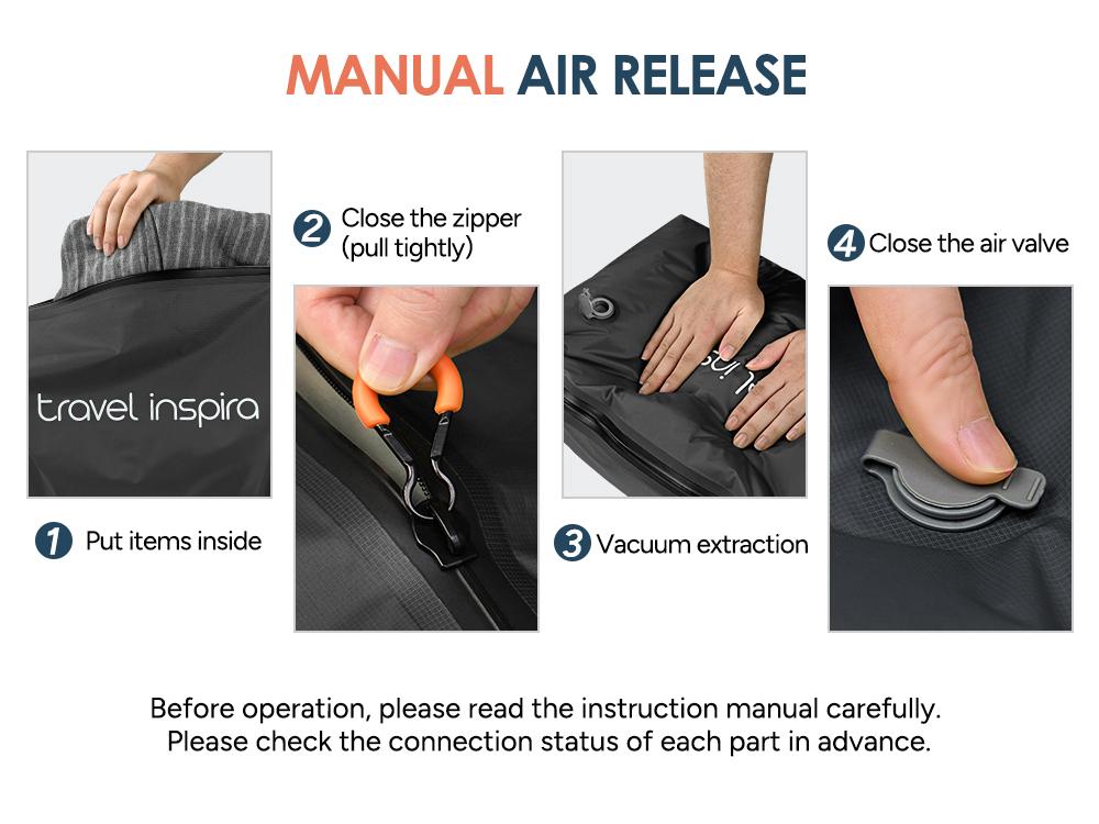 travel inspira Ultra-Durable Nylon 22L Vacuum Travel Bags with Pump,Space Saver, Organizer for Suitcases & Backpacks, Reusable, Lightweight, IP67 Airtight Zipper Seal,2-Bags Set,Storage Bag for Outdoor