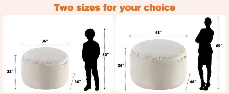Bean Bag Chair for Adults, Oversized Beanbag for Gaming Reading Foam Filled Couch Furniture with Soft Removable Cover, Giant Round Comfy Sofa
