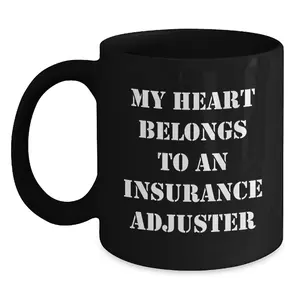 Funny Insurance Adjuster Gifts, Christmas Unique Mugs for Insurance Adjuster, My Heart Belongs To An Insurance Adjuster Coffee Mug Gifts from Men to Coworkers