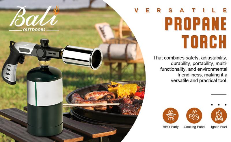 Bali Outdoors Propane Torch, Powerful Propane Kitchen Torch Head, Campfire Charcoal Starter (Propane Tank Not Included)